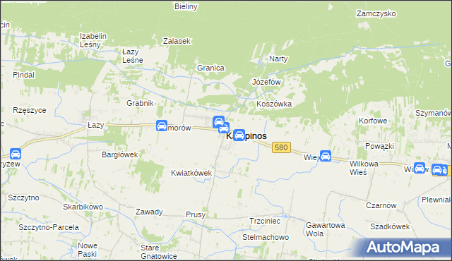 mapa Kampinos, Kampinos na mapie Targeo