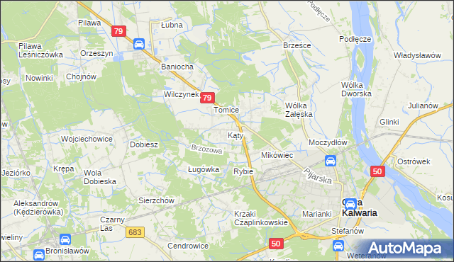 mapa Kąty gmina Góra Kalwaria, Kąty gmina Góra Kalwaria na mapie Targeo