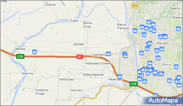 mapa Kazimierzowo gmina Elbląg, Kazimierzowo gmina Elbląg na mapie Targeo