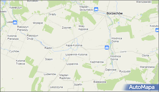 mapa Kępa gmina Borzechów, Kępa gmina Borzechów na mapie Targeo