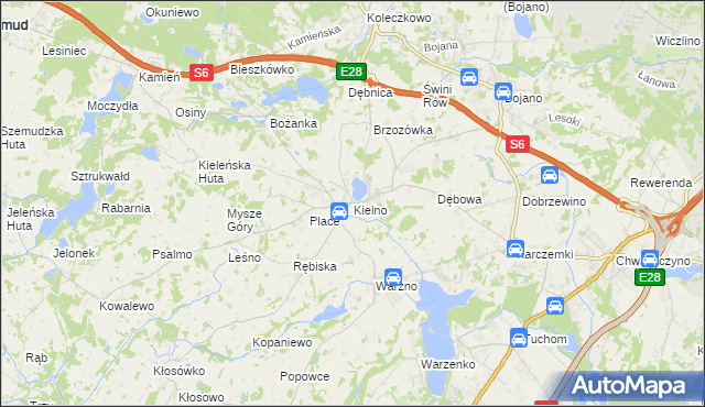 mapa Kielno gmina Szemud, Kielno gmina Szemud na mapie Targeo