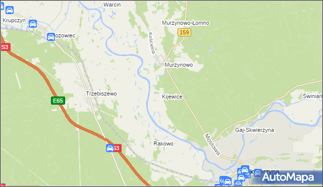 mapa Kijewice gmina Skwierzyna, Kijewice gmina Skwierzyna na mapie Targeo