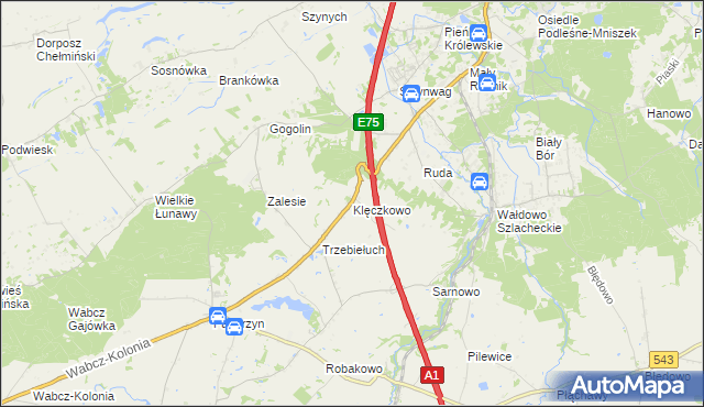 mapa Klęczkowo gmina Stolno, Klęczkowo gmina Stolno na mapie Targeo