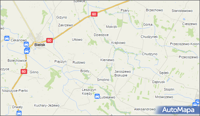 mapa Kleniewo gmina Bielsk, Kleniewo gmina Bielsk na mapie Targeo