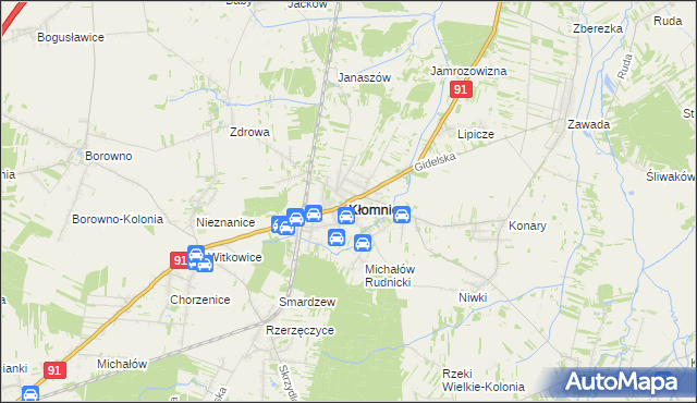 mapa Kłomnice, Kłomnice na mapie Targeo