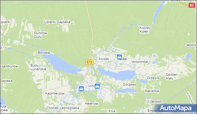 mapa Klusek gmina Gostynin, Klusek gmina Gostynin na mapie Targeo