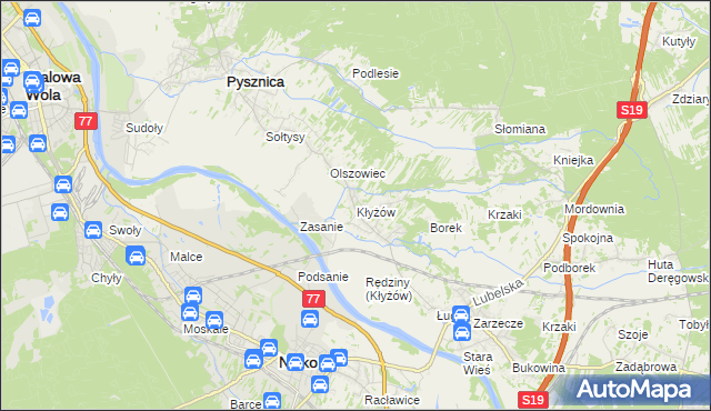 mapa Kłyżów, Kłyżów na mapie Targeo