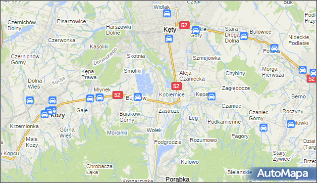 mapa Kobiernice, Kobiernice na mapie Targeo
