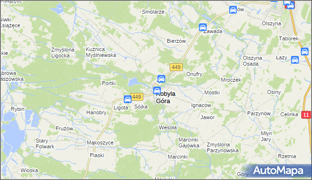 mapa Kobyla Góra powiat ostrzeszowski, Kobyla Góra powiat ostrzeszowski na mapie Targeo