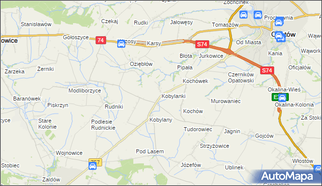 mapa Kobylanki gmina Opatów, Kobylanki gmina Opatów na mapie Targeo