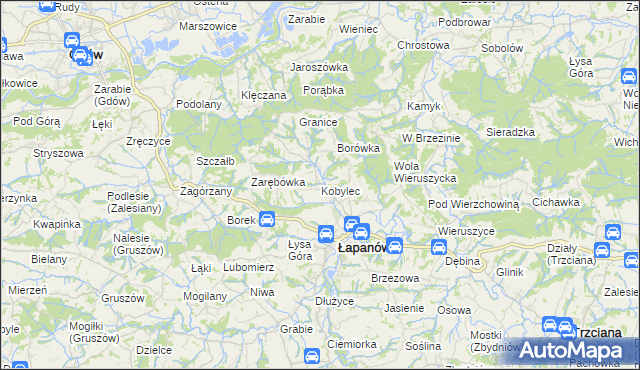 mapa Kobylec gmina Łapanów, Kobylec gmina Łapanów na mapie Targeo