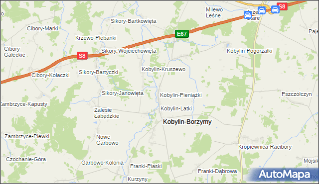 mapa Kobylin-Pieniążki, Kobylin-Pieniążki na mapie Targeo