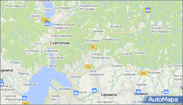 mapa Kocierz Moszczanicki, Kocierz Moszczanicki na mapie Targeo