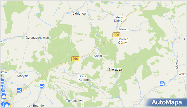 mapa Kocin gmina Żagań, Kocin gmina Żagań na mapie Targeo