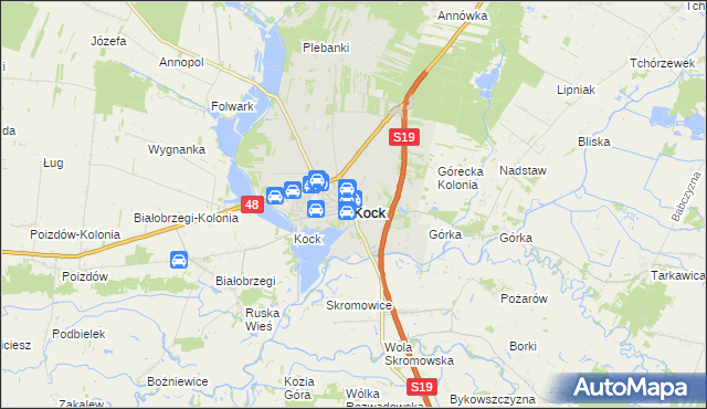 mapa Kock powiat lubartowski, Kock powiat lubartowski na mapie Targeo