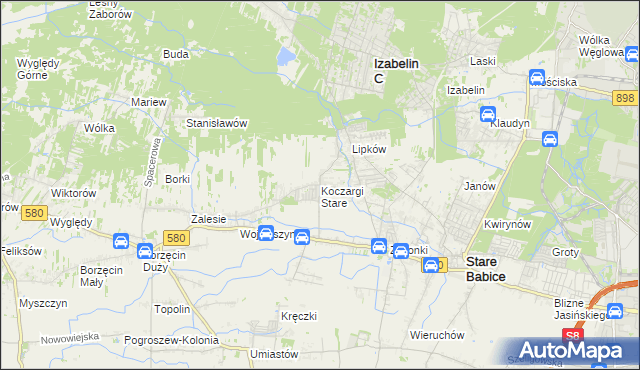 mapa Koczargi Stare, Koczargi Stare na mapie Targeo