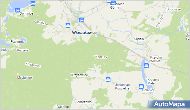 mapa Koczury gmina Włoszakowice, Koczury gmina Włoszakowice na mapie Targeo