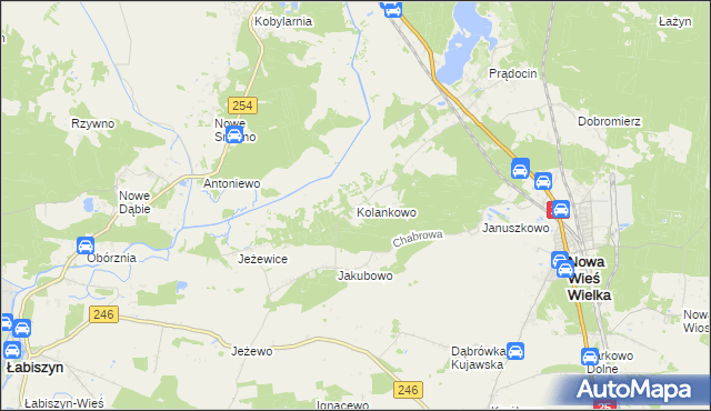 mapa Kolankowo gmina Nowa Wieś Wielka, Kolankowo gmina Nowa Wieś Wielka na mapie Targeo