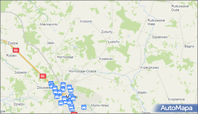 mapa Koleśniki gmina Mońki, Koleśniki gmina Mońki na mapie Targeo