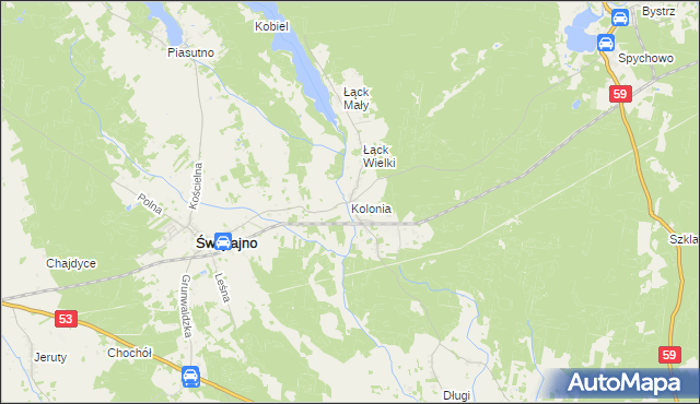 mapa Kolonia gmina Świętajno, Kolonia gmina Świętajno na mapie Targeo