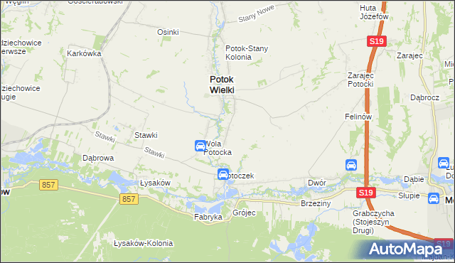 mapa Kolonia Potok Wielki, Kolonia Potok Wielki na mapie Targeo