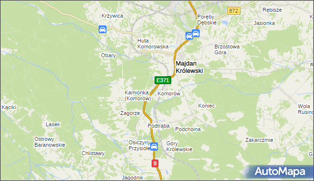 mapa Komorów gmina Majdan Królewski, Komorów gmina Majdan Królewski na mapie Targeo