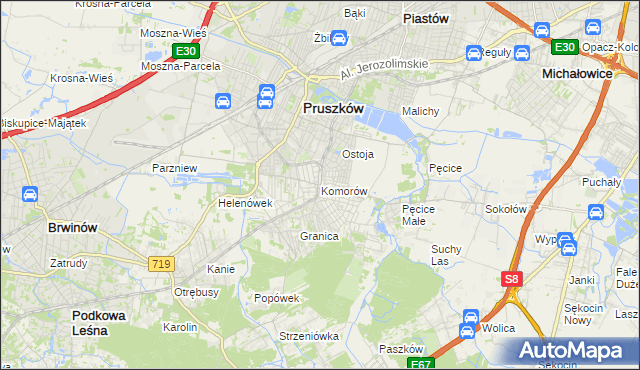 mapa Komorów gmina Michałowice, Komorów gmina Michałowice na mapie Targeo