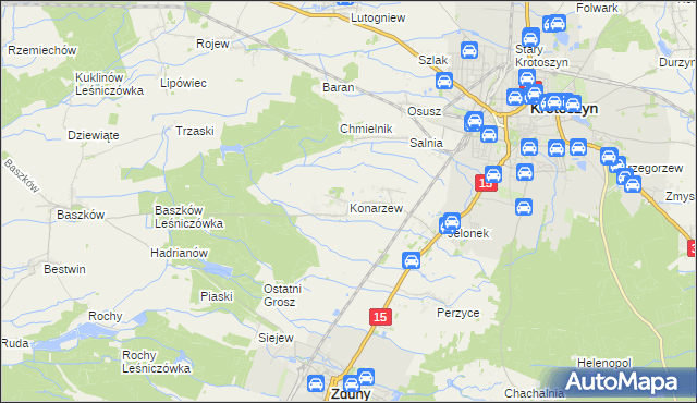 mapa Konarzew gmina Zduny, Konarzew gmina Zduny na mapie Targeo