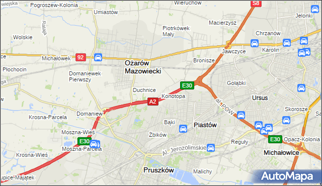 mapa Konotopa gmina Ożarów Mazowiecki, Konotopa gmina Ożarów Mazowiecki na mapie Targeo