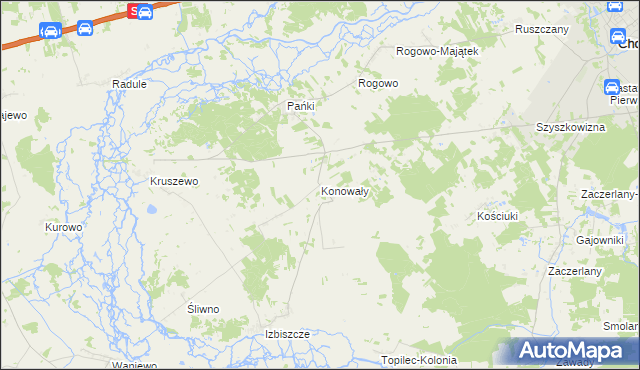 mapa Konowały, Konowały na mapie Targeo