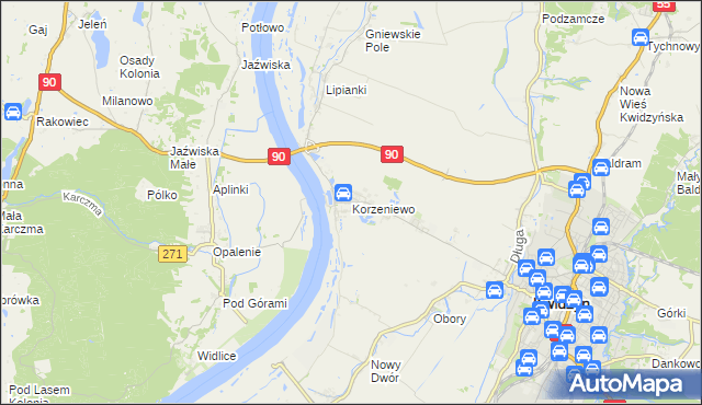 mapa Korzeniewo gmina Kwidzyn, Korzeniewo gmina Kwidzyn na mapie Targeo