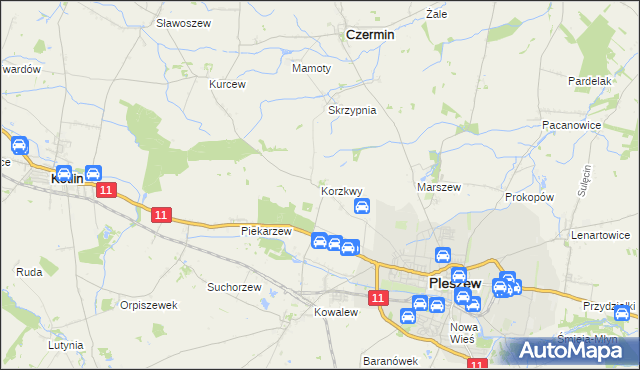 mapa Korzkwy, Korzkwy na mapie Targeo