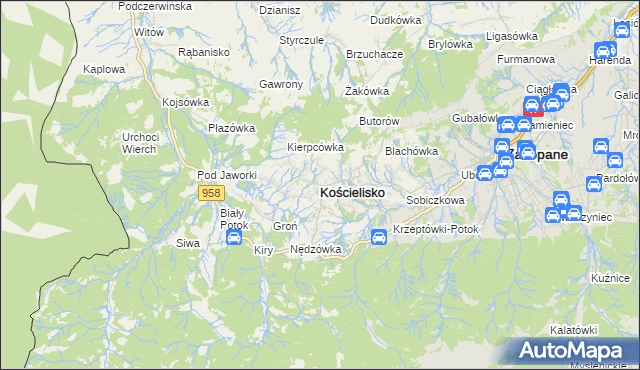 mapa Kościelisko, Kościelisko na mapie Targeo