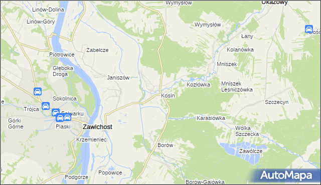 mapa Kosin gmina Annopol, Kosin gmina Annopol na mapie Targeo