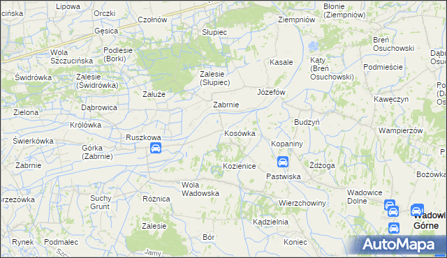 mapa Kosówka gmina Wadowice Górne, Kosówka gmina Wadowice Górne na mapie Targeo