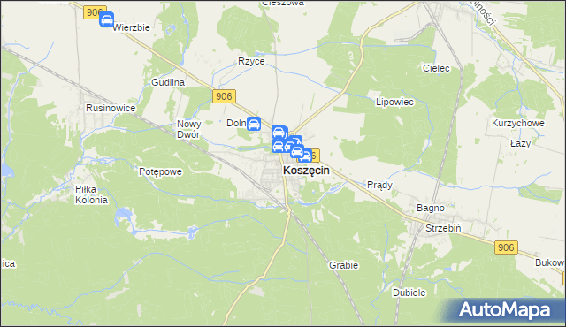 mapa Koszęcin powiat lubliniecki, Koszęcin powiat lubliniecki na mapie Targeo