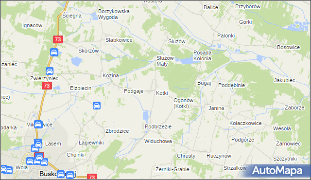 mapa Kotki gmina Busko-Zdrój, Kotki gmina Busko-Zdrój na mapie Targeo
