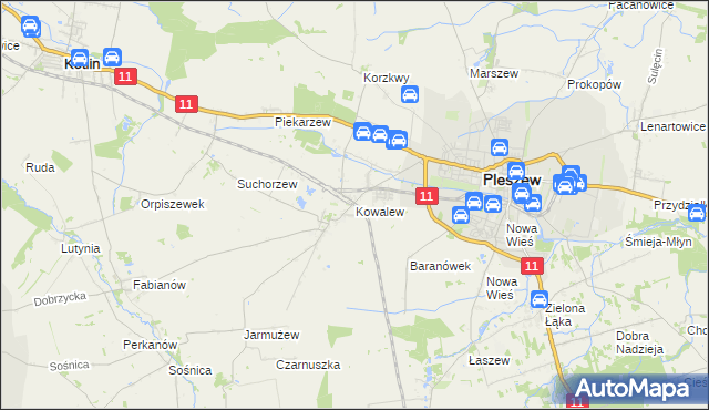 mapa Kowalew gmina Pleszew, Kowalew gmina Pleszew na mapie Targeo