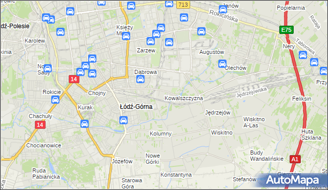 mapa Kowalszczyzna gmina Łódź, Kowalszczyzna gmina Łódź na mapie Targeo