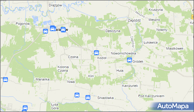 mapa Kozioł gmina Baranów, Kozioł gmina Baranów na mapie Targeo