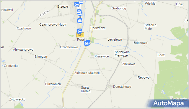 mapa Krajewice, Krajewice na mapie Targeo