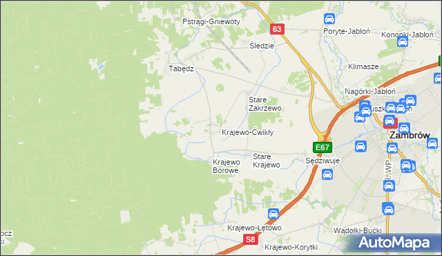 mapa Krajewo-Ćwikły, Krajewo-Ćwikły na mapie Targeo