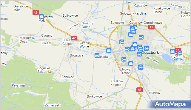mapa Krasków gmina Kluczbork, Krasków gmina Kluczbork na mapie Targeo