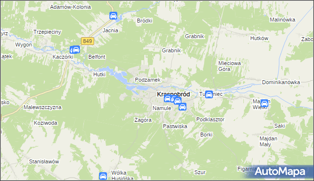 mapa Krasnobród, Krasnobród na mapie Targeo