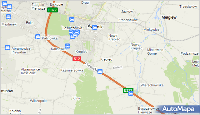 mapa Krępiec gmina Mełgiew, Krępiec gmina Mełgiew na mapie Targeo