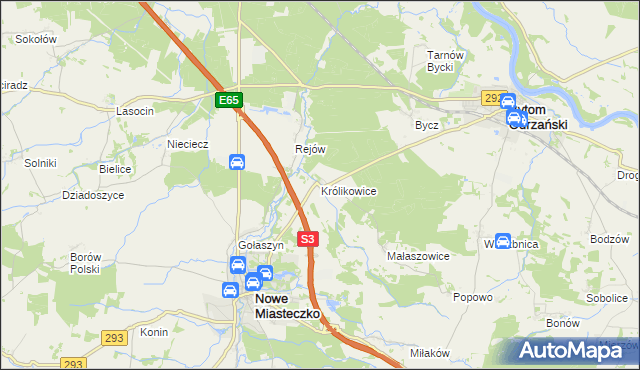 mapa Królikowice gmina Bytom Odrzański, Królikowice gmina Bytom Odrzański na mapie Targeo
