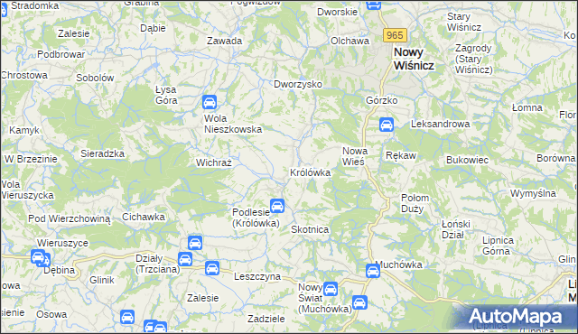 mapa Królówka gmina Nowy Wiśnicz, Królówka gmina Nowy Wiśnicz na mapie Targeo