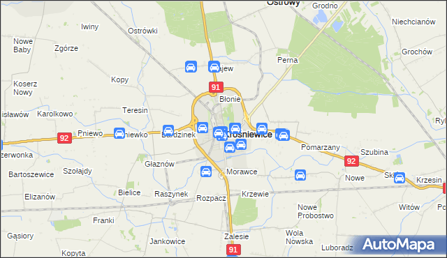 mapa Krośniewice, Krośniewice na mapie Targeo