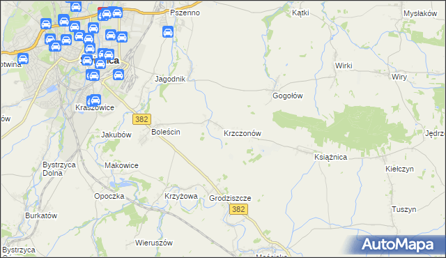 mapa Krzczonów gmina Świdnica, Krzczonów gmina Świdnica na mapie Targeo