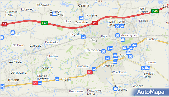 mapa Krzemienica gmina Czarna, Krzemienica gmina Czarna na mapie Targeo